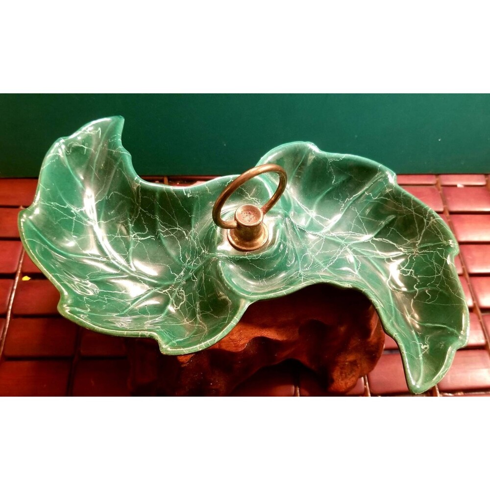 Vintage 1960s Leaf Shaped Ceramic Candy Dish Trinket Dish  No. 9 Made in the USA